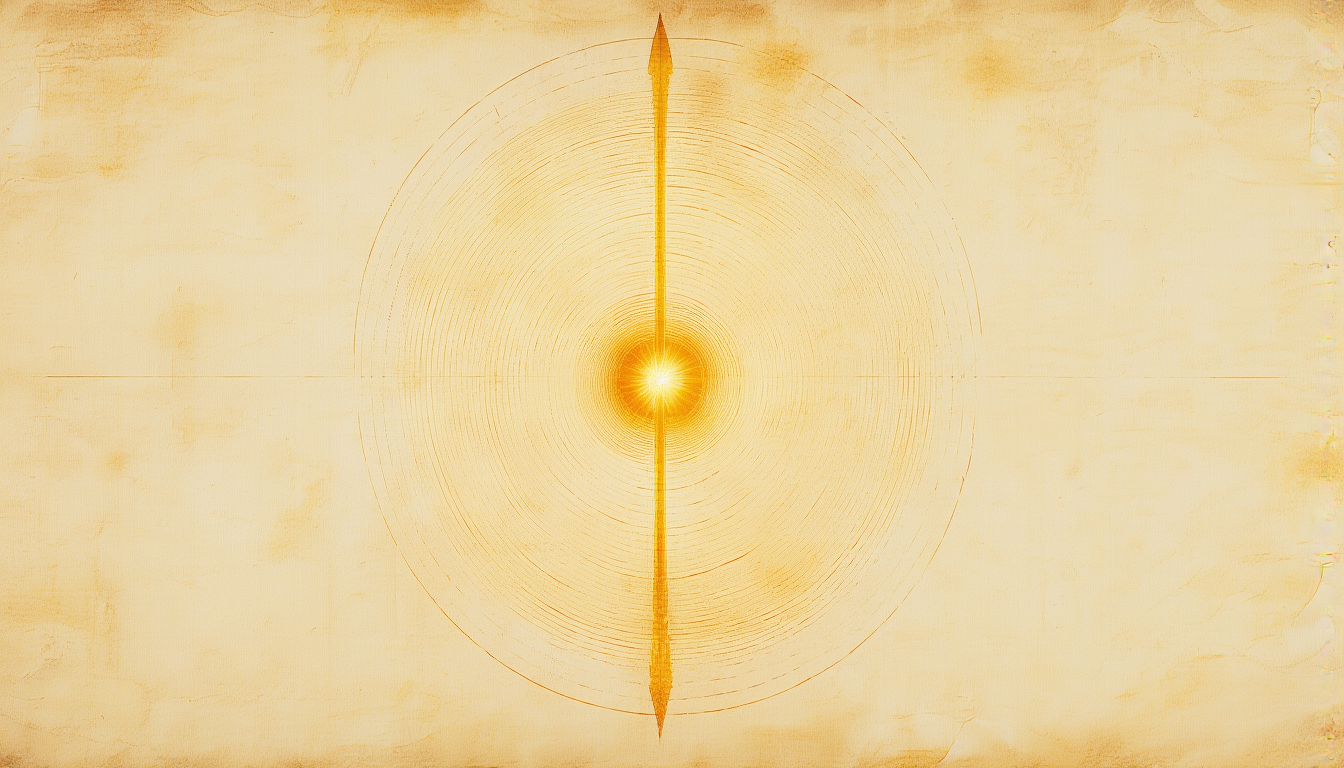 A single ray of light passing through a sacred geometric boundary